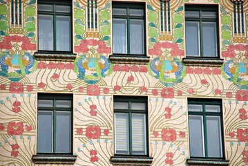 Zelfklevend Fotobehang A Jugendstil Facade in Vienna © lucazzitto