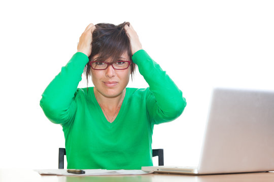 Stressed Young Woman at Work