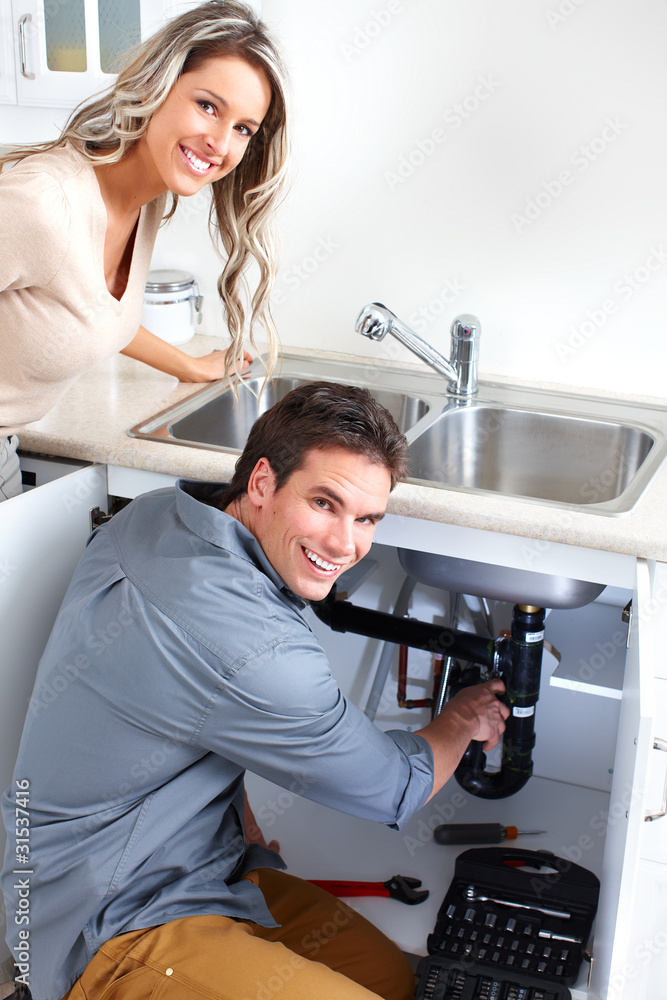 Wall mural plumber.