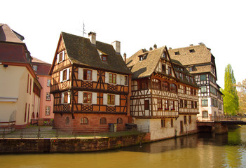 Fototapeta na wymiar Wood-frame traditional houses in Strasbourg, France