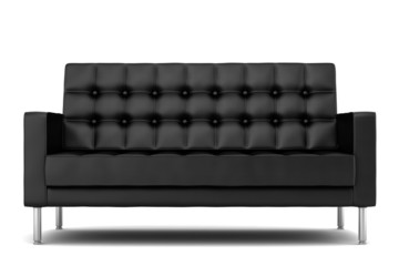 modern black leather sofa isolated on white background