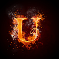 Fire Swirl Letter U
