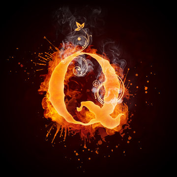 Fire Swirl Letter Q