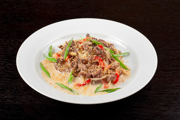 sliced beef roasted with vegetables