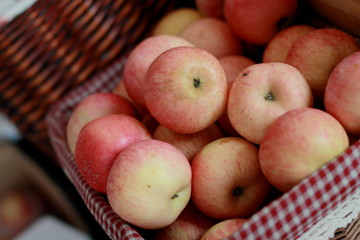 Apple in the bamboo basket