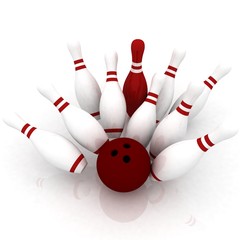 Bowling ball crashing into the pins