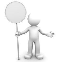 3d character holding blank board