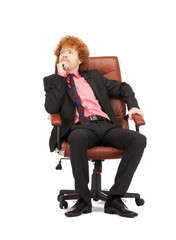 young businessman sitting in chair