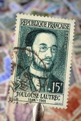 timbres - Toulouse Lautrec - 35 francs + 15 francs - philatélie France	