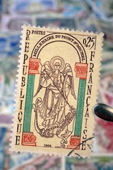 timbres - Millénaire du Mont Saint-Michel - 1966 - 0,25 francs - philatélie France