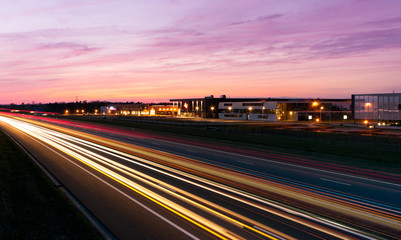 Fototapeta na wymiar highway at dusk
