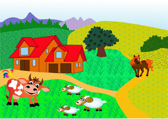 Obraz na płótnie Canvas farm with animal