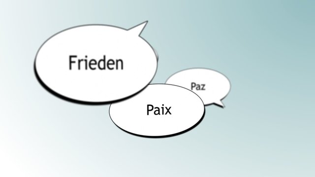 Speech balloons - "Peace" in various languages
