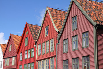 Fototapeta na wymiar Bergen, Norway - Bryggen street, listed by UNESCO