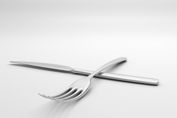 Fork and Knife on white background