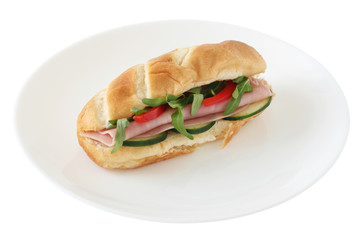Sandwich with ham and cucumber