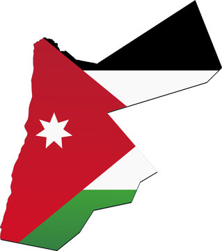 Carte du Royaume hachémite de Jordanie (drapeau relief)