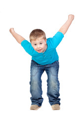Adorable child jumping