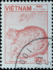 VIETNAM - CIRCA 1984:  stamp - wild animal Felis lynx