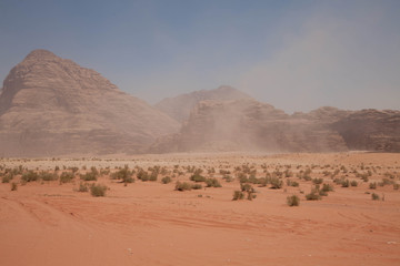 Fototapeta na wymiar Sandsturm w Wadi Rum