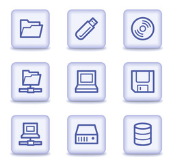 Drives and storage web icons,  light violet glossy buttons