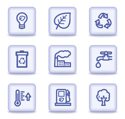 Ecology web icons set 1, light violet glossy buttons