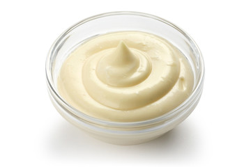 homemade mayonnaise on white background