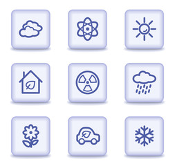 Ecology web icons set 2, light violet glossy buttons
