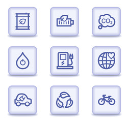 Ecology web icons set 4, light violet glossy buttons