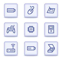 Electronics web icons set 2, light violet glossy buttons