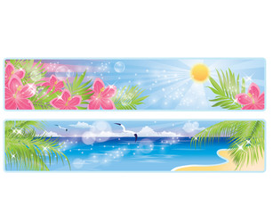 Fototapeta na wymiar Summer tropical banners, vector illustration