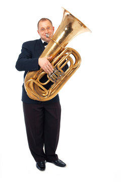 Musician Playing The Tuba