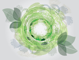 Green Floral Vortex Abstract