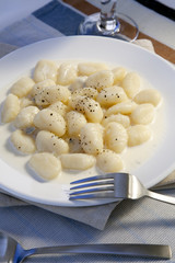 Gnocchi on Dinner Plate
