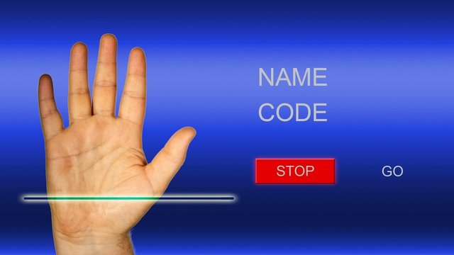 Hand mit Scanner f&uuml;r Zugang mit Code