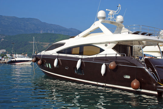 Luxury yacht in marina