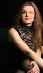 Naklejka premium Woman winking an eye