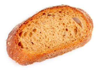 slice of bread on a white background