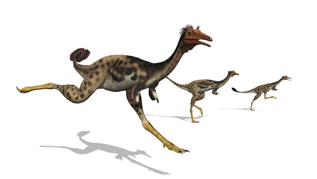 Mononykus Dinosaurs on the Run - 3D render