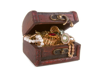 Brown chest with treasures