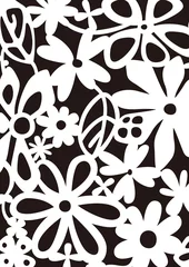 Stickers meubles Fleurs noir et blanc Motif graphique