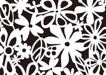 Papier Peint photo autocollant Fleurs noir et blanc Motif graphique