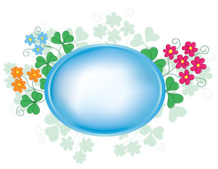 vector oval frame with flora