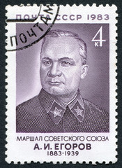 Postage stamp USSR 1983: Marshal USSR A.I. Egorov