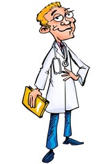 Cartoon doctor in white coat