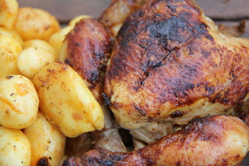 Poulet rôti et Pommes de terre