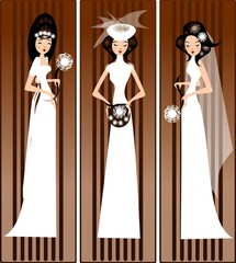 modelki w sukniach ślubnych ilustracja - obrazy, fototapety, plakaty