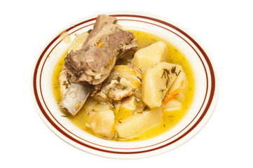 freshly made lamb stew with potato