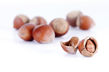 Hazelnuts closeup