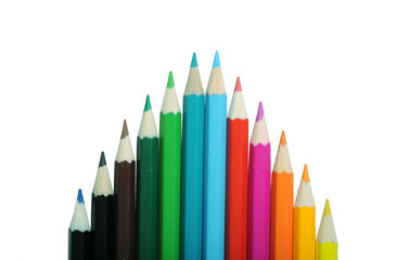 Colored pencils isolated on the white background